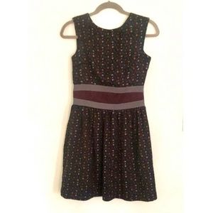 Lauren Moffat black multi wool sleeveless dress